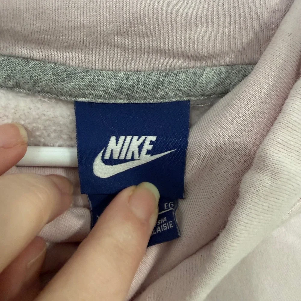 Nike Just Do It Cowl‎ Neck Hoodie Pink Glitter Graphic Pullover XL